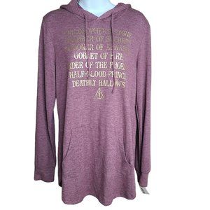 HARRY POTTER Philosophers Stone Sz L Heathered Burgundy Lightweight Hoodie Shirt